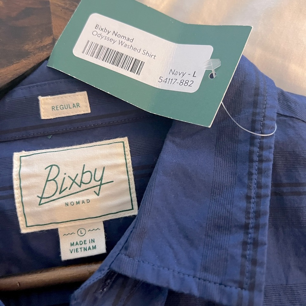 Bixby Nomad Odyssey Washed Men’s Large Navy Shirt/ Regular Fit